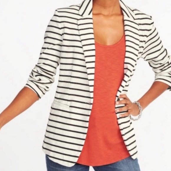 Old Navy Jackets & Blazers - Black white stripe old navy blazer m